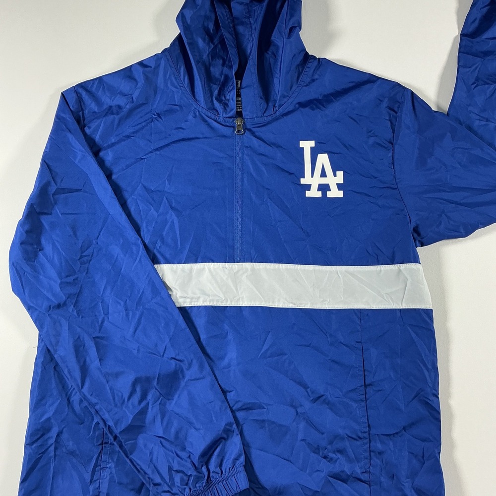 MLB Los Angeles Dodgers Half Zip Pullover Hooded Windbreaker Jacket Size M
